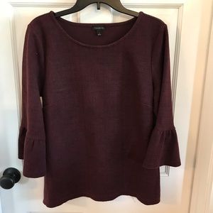 Talbots Maroon Bell Sleeve Top